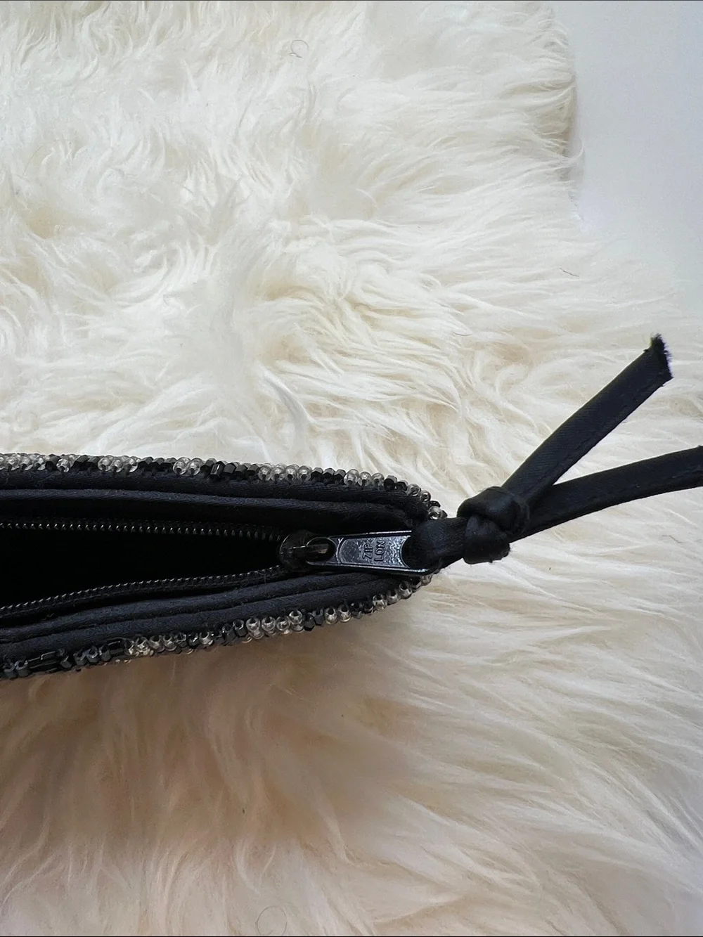 Neiman Marcus Black and Silver Beaded Clutch